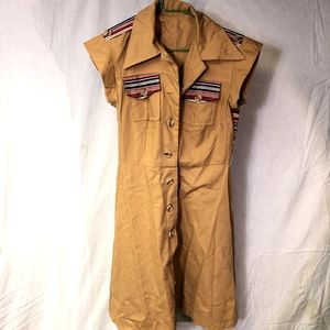 Vintage A-line Cotton Button-down Collared Dress